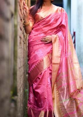 Aasam silk saree with cut work embroidered work In Pink partywear sarees