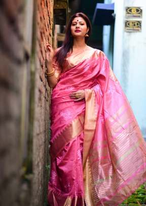 Aasam silk saree with cut work embroidered work In Pink partywear sarees