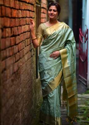 Aasam silk saree with cut work embroidered work In Light Blue partywear sarees