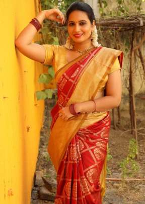 Attarctive Red Color Saree with Beautiful Gold Zari Border And Pallu Ehana-2 SILK SAREE