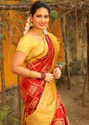 Attarctive Red Color Saree with Beautiful Gold Zari Border And Pallu Ehana-2 SILK SAREE