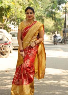 Attarctive Red Color Saree with Beautiful Gold Zari Border And Pallu Ehana-2 SILK SAREE