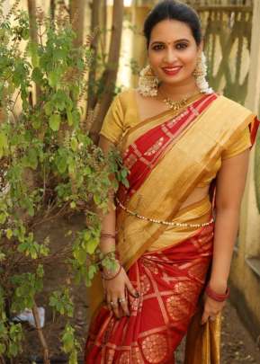 Attarctive Red Color Saree with Beautiful Gold Zari Border And Pallu Ehana-2 SILK SAREE