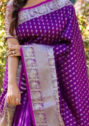 Attractive  Banarasi Silk Saree in Purple