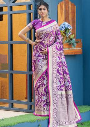 Attractive Banarasi Soft Silk Weaving Saree In Rani Pink designer sarees