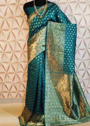 Attractive Designer Banarasi Silk Saree In Rama designer sarees