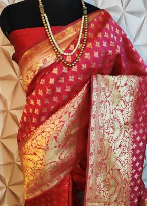 Attractive Designer Banarasi Silk Saree In Red designer sarees