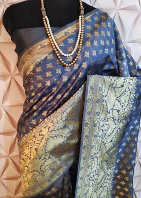 Attractive Designer Banarasi Silk Saree In Grey designer sarees