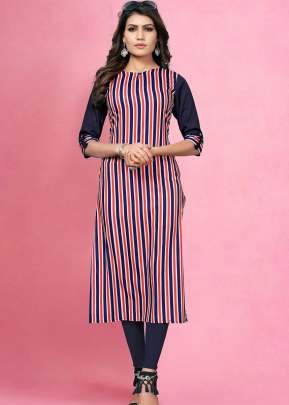 Attractive Designer Heavy American Creap In Blue And Red kurtis