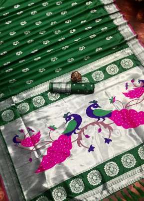 Attractive Designer Pure Silk Saree In Green Kanchipuram Silk Saree