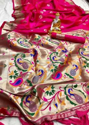 Attractive Designer Pure silk Saree In Pink designer sarees