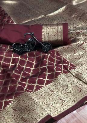 Attractive Designer Soft Banarasi Silk Saree With Weaving Gold Zari In Brown