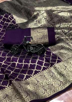 Attractive Designer Soft Banarasi Silk Saree With Weaving Gold Zari In Purple designer sarees