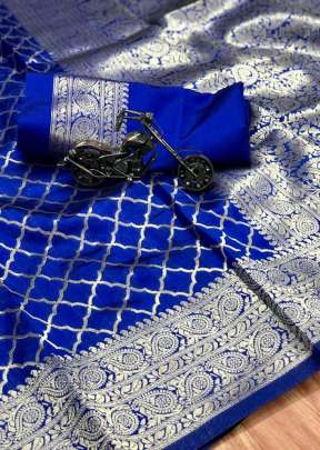 Attractive Designer Soft Banarasi Silk Saree With Weaving Gold Zari In Blue designer sarees