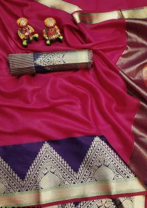 Attractive Designer Super Soft Kota-Doriya Cotton Saree In Royal Pink