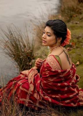 Attractive Fancy Partywear Kanchipuram silk Saree In Maroon 