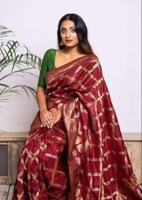 Attractive Fancy Partywear Kanchipuram silk Saree In Maroon  designer sarees