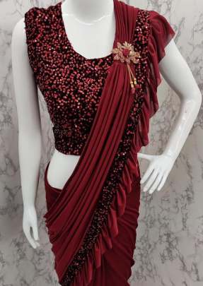 Attractive Fancy Partywear Rangoli Silk Saree In Red partywear sarees