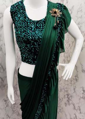 Attractive Fancy Partywear Rangoli Silk Saree In Dark Green partywear sarees