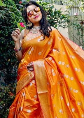 Attractive Fancy Soft Lichi Silk Saree In Turmeric designer sarees