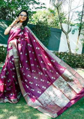 Attractive Fancy Soft Lichi Silk Saree In Wine