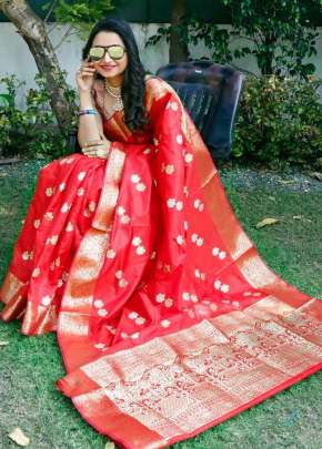 Attractive Fancy Soft Lichi Silk Saree In Peach