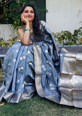 Attractive Fancy Soft Lichi Silk Saree In Grey designer sarees