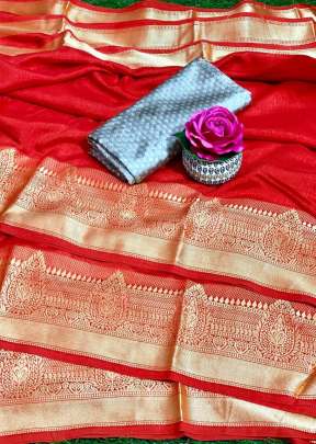 Attractive Fancy Vichitra Silk Saree In Red SILK SAREE