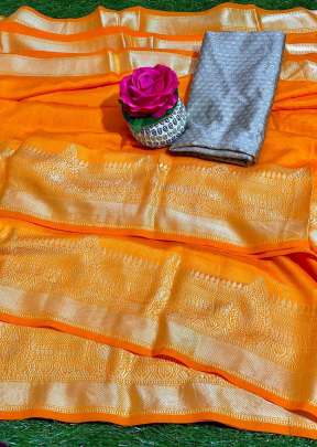 Attractive Fancy Vichitra Silk Saree In Turmeric Yellow SILK SAREE