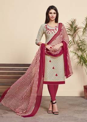  Attractive Jacquard Dress Material in Orange Cloud Grey