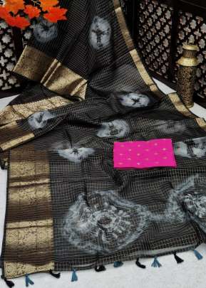 Attractive Pure Organza Silk Saree In Black