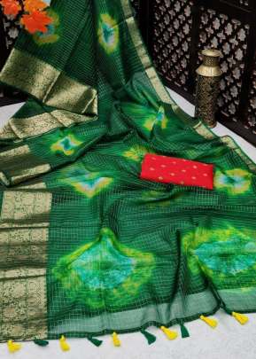 Attractive Pure Organza Silk Saree In Green organza saree