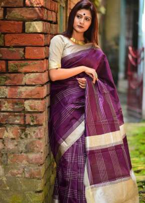 Attractive Raw Khadi Silk Saree In Wine designer sarees