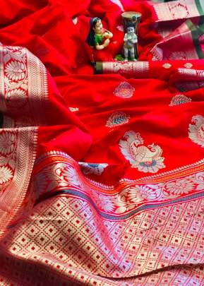 Attractive Soft Silk Saree In Different Minakari In Red designer sarees