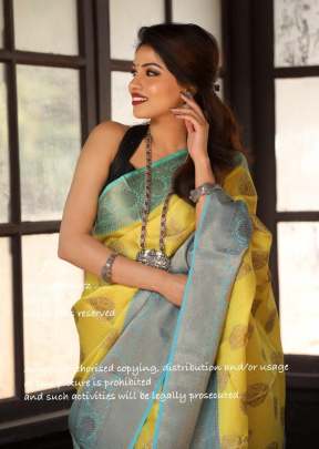 Attrective Designer Partywear Saree In Lemon Yelllow designer sarees