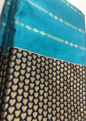 Avira Presenting Elegant Feroze blue line Organic pure lichi silk Banarasi Sarees designer sarees