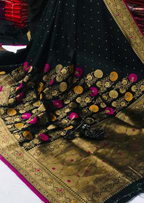 Awesome Fancy Soft Silk Saree In Black