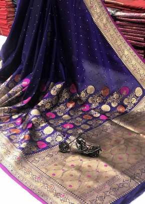 Awesome Fancy Soft Silk Saree In Purple