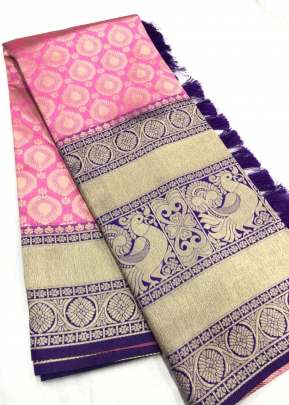 Baby Pink TaanishQa Vol 7 Kanchipuram Silk Saree