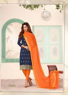 Beautiful Banarasi Silk Dress Material In Navy Blue