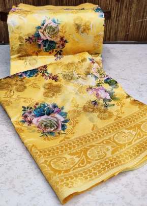 Beautiful Banasari Handloom Weaving Silk Saree In Yellow