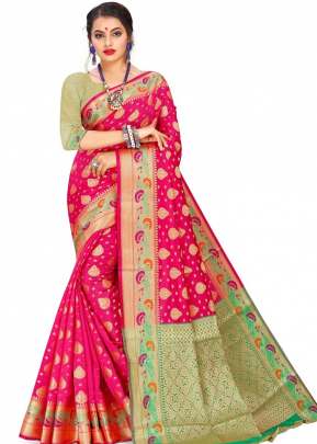 Beautiful Cotton Silk Saree In Royal Pink