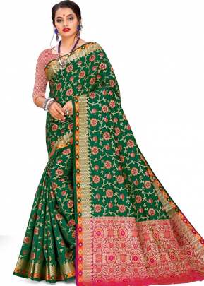 Beautiful Cotton Silk Saree In Green