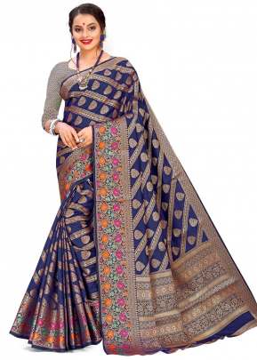 Beautiful Cotton Silk Saree In Navy Blue