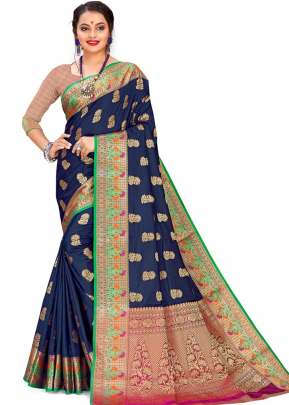 Beautiful Cotton Silk Saree In Berry Blue