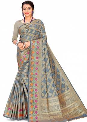 Beautiful Cotton Silk Saree In Gray