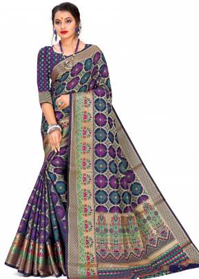 Beautiful Cotton Silk Saree In Purple COTTON SILK SAREE