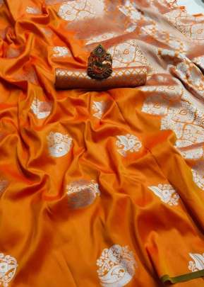 Beautiful Designer Lichi Silk Saree In Turmeric designer sarees