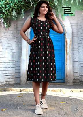 Beautiful Ikkat Printed Black Color Reyon Kurti IRRA-6