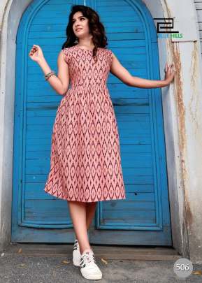 Beautiful Ikkat Printed Peach Color Reyon Kurti IRRA-8